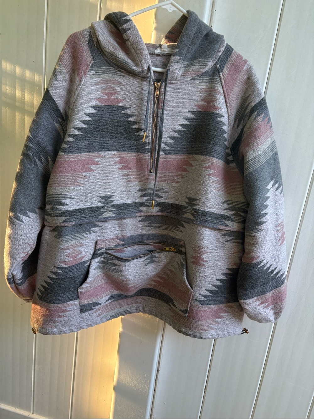 Main Strip Pink and Gray Hooded Zip Sweater